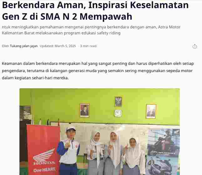 Berkendara Aman, Inspirasi Keselamatan Gen Z di SMA N 2 Mempawah