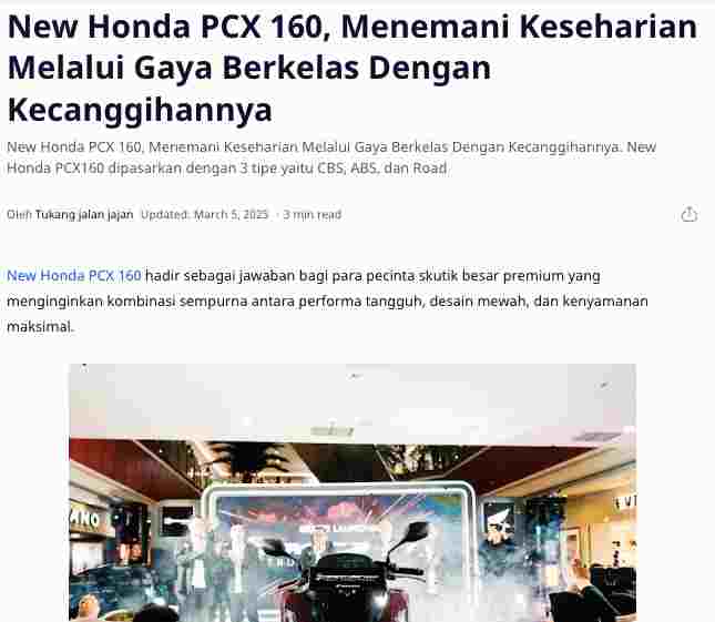 New Honda PCX 160, Menemani Keseharian Melalui Gaya Berkelas Dengan Kecanggihannya