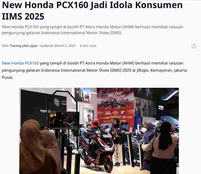 New Honda PCX160 Jadi Idola Konsumen IIMS 2025