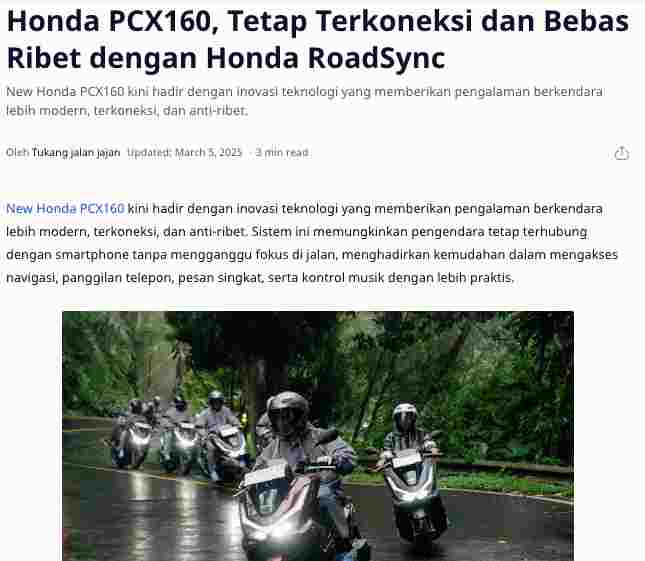 Honda PCX160, Tetap Terkoneksi dan Bebas Ribet dengan Honda RoadSync