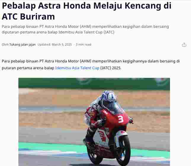 Pebalap Astra Honda Melaju Kencang di ATC Buriram