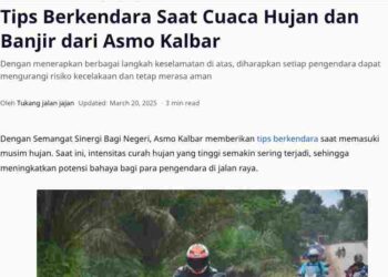 Tips Berkendara Saat Cuaca Hujan dan Banjir dari Asmo Kalbar