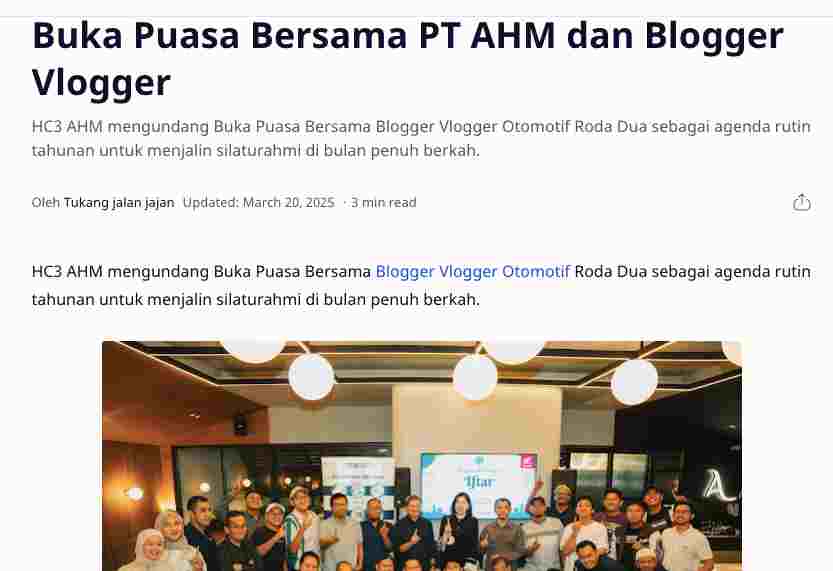Buka Puasa Bersama PT AHM dan Blogger Vlogger
