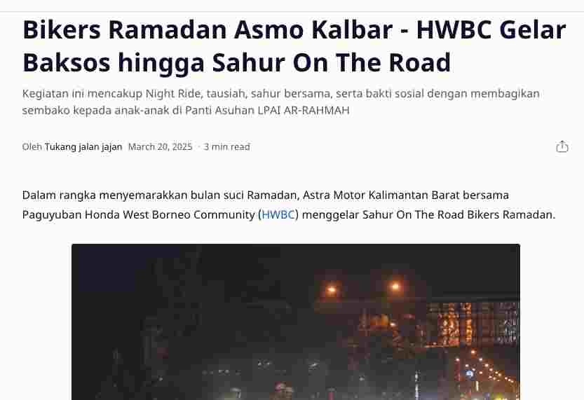 Bikers Ramadan Asmo Kalbar - HWBC Gelar Baksos hingga Sahur On The Road