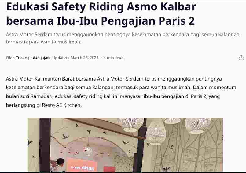Edukasi Safety Riding Asmo Kalbar bersama Ibu-Ibu Pengajian Paris 2