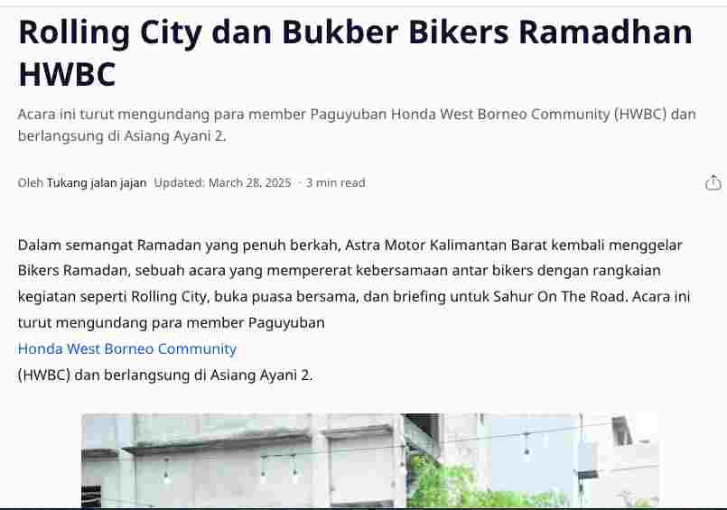 Rolling City dan Bukber Bikers Ramadhan HWBC