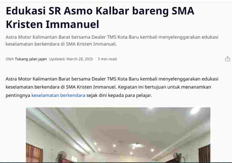 Edukasi SR Asmo Kalbar bareng SMA Kristen Immanuel
