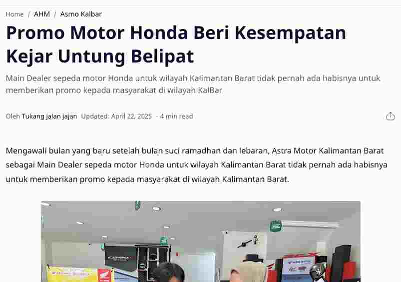 Promo Motor Honda Beri Kesempatan Kejar Untung Belipat