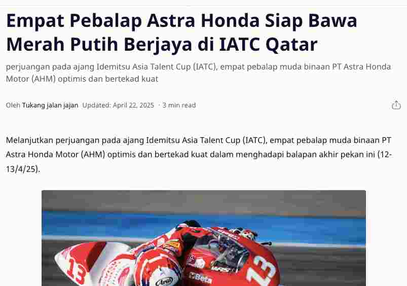 Empat Pebalap Astra Honda Siap Bawa Merah Putih Berjaya di IATC Qatar