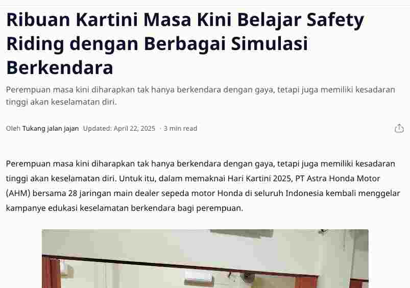 Ribuan Kartini Masa Kini Belajar Safety Riding dengan Berbagai Simulasi Berkendara