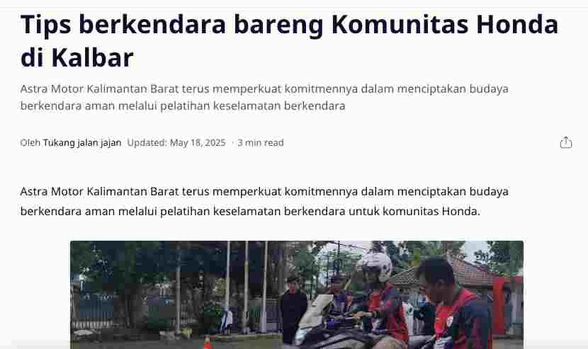 Tips berkendara bareng Komunitas Honda di Kalbar