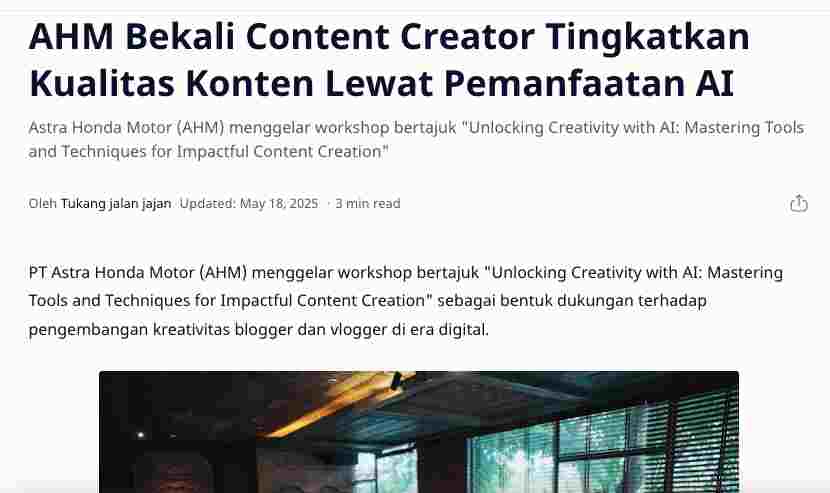AHM Bekali Content Creator Tingkatkan Kualitas Konten Lewat Pemanfaatan AI
