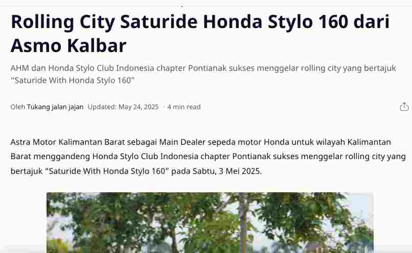 Rolling City Saturide Honda Stylo 160 dari Asmo Kalbar