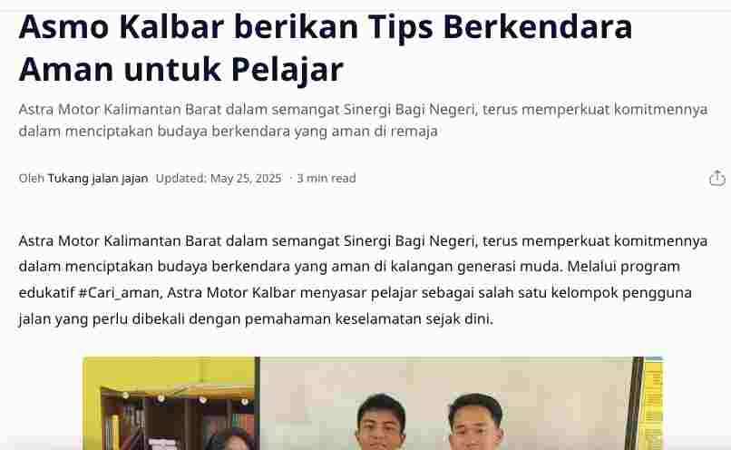 Asmo Kalbar berikan Tips Berkendara Aman untuk Pelajar