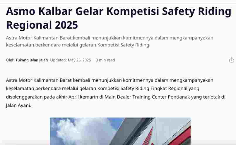 Asmo Kalbar Gelar Kompetisi Safety Riding Regional 2025