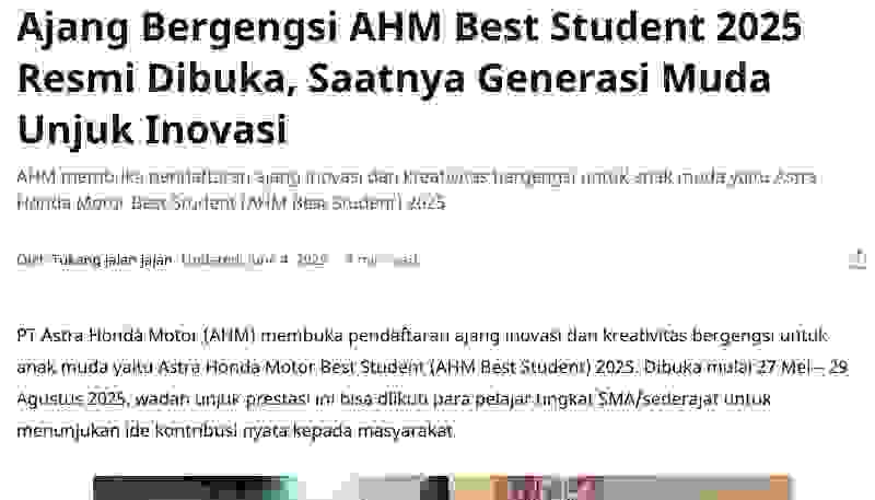 Ajang Bergengsi AHM Best Student 2025 Resmi Dibuka, Saatnya Generasi Muda Unjuk Inovasi