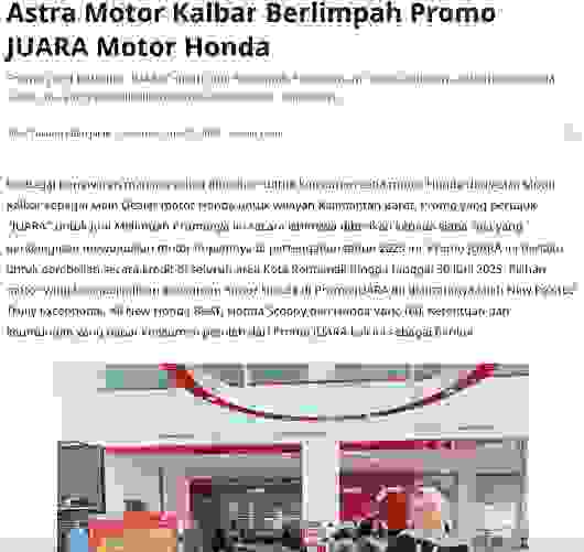 Astra Motor Kalbar Berlimpah Promo JUARA Motor Honda