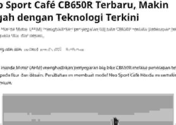 Neo Sport Café CB650R Terbaru, Makin Gagah dengan Teknologi Terkini
