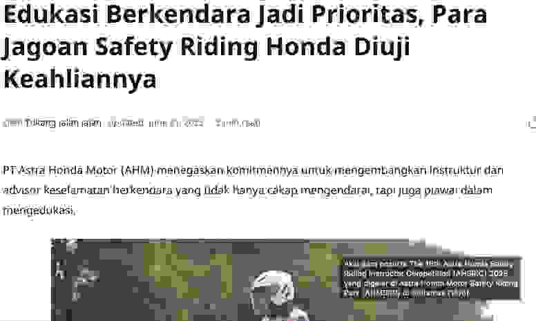 Edukasi Berkendara Jadi Prioritas, Para Jagoan Safety Riding Honda Diuji Keahliannya