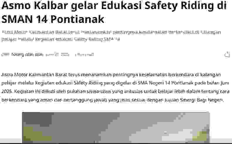 Asmo Kalbar gelar Edukasi Safety Riding di SMAN 14 Pontianak