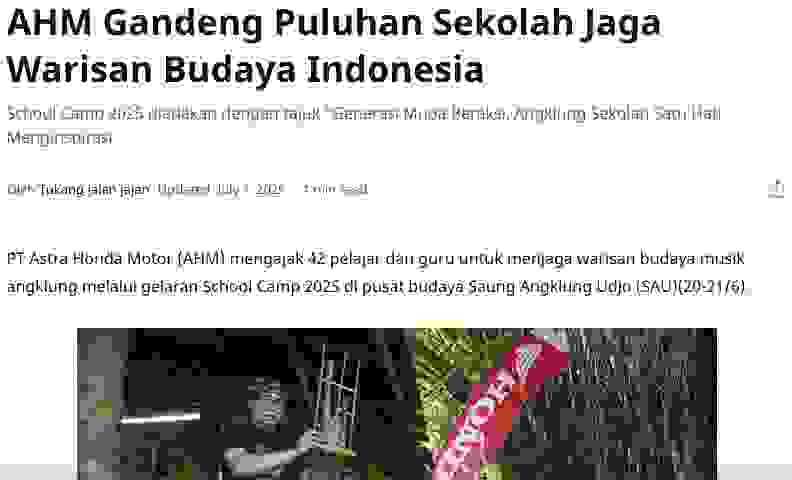 AHM Gandeng Puluhan Sekolah Jaga Warisan Budaya Indonesia