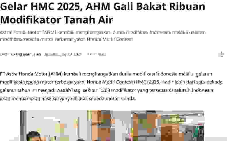 Gelar HMC 2025, AHM Gali Bakat Ribuan Modifikator Tanah Air