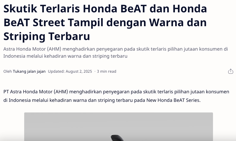 Skutik Terlaris Honda BeAT dan Honda BeAT Street Tampil dengan Warna dan Striping Terbaru