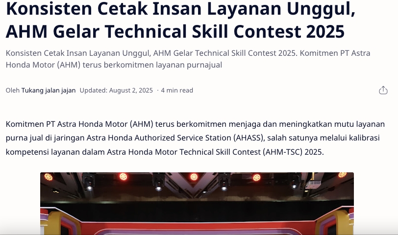 Konsisten Cetak Insan Layanan Unggul, AHM Gelar Technical Skill Contest 2025