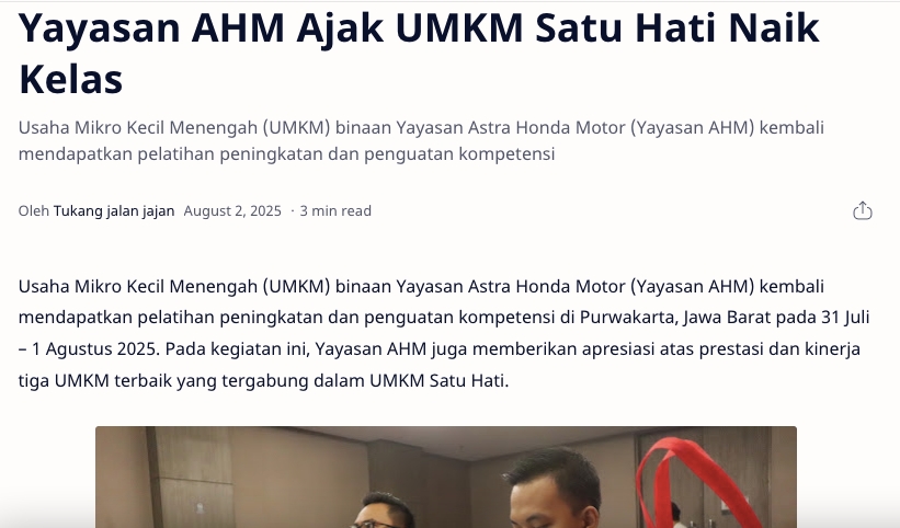 Yayasan AHM Ajak UMKM Satu Hati Naik Kelas