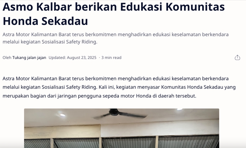 Asmo Kalbar berikan Edukasi Komunitas Honda Sekadau