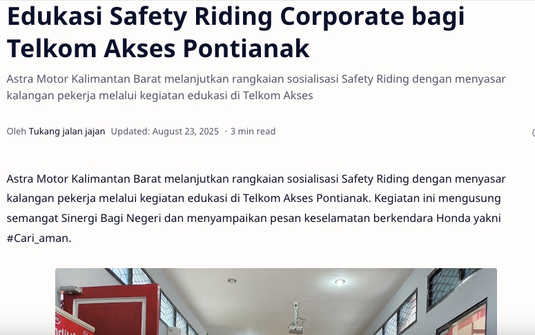Edukasi Safety Riding Corporate bagi Telkom Akses Pontianak