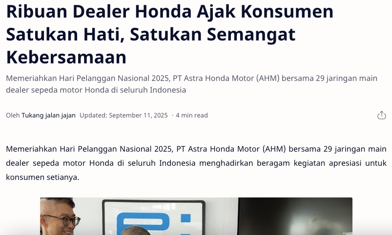 September Untung Promo Motor Honda Berlimpah oleh Astra Motor Kalbar