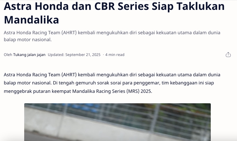 Astra Honda dan CBR Series Siap Taklukan Mandalika