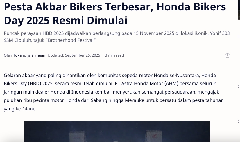 Pesta Akbar Bikers Terbesar, Honda Bikers Day 2025 Resmi Dimulai