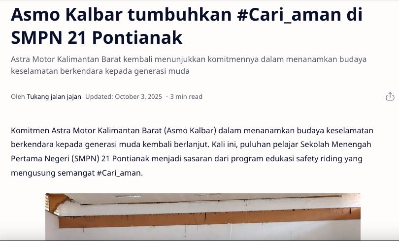 Asmo Kalbar tumbuhkan #Cari_aman di SMPN 21 Pontianak