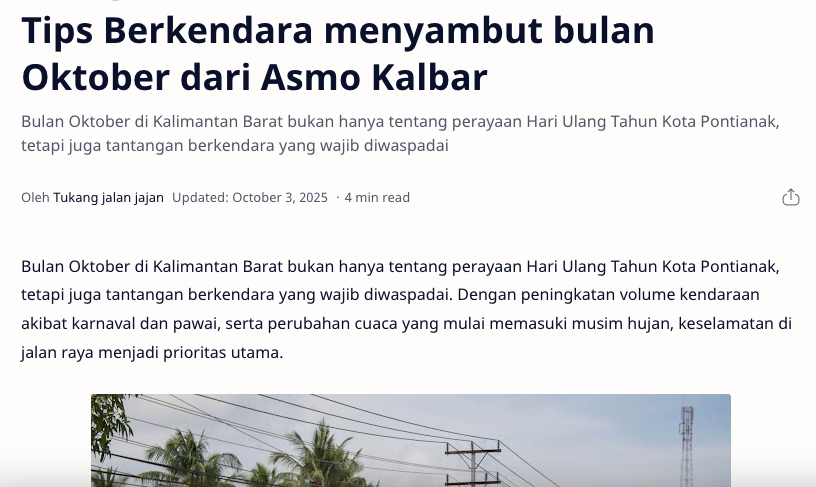 Tips Berkendara menyambut bulan Oktober dari Asmo Kalbar