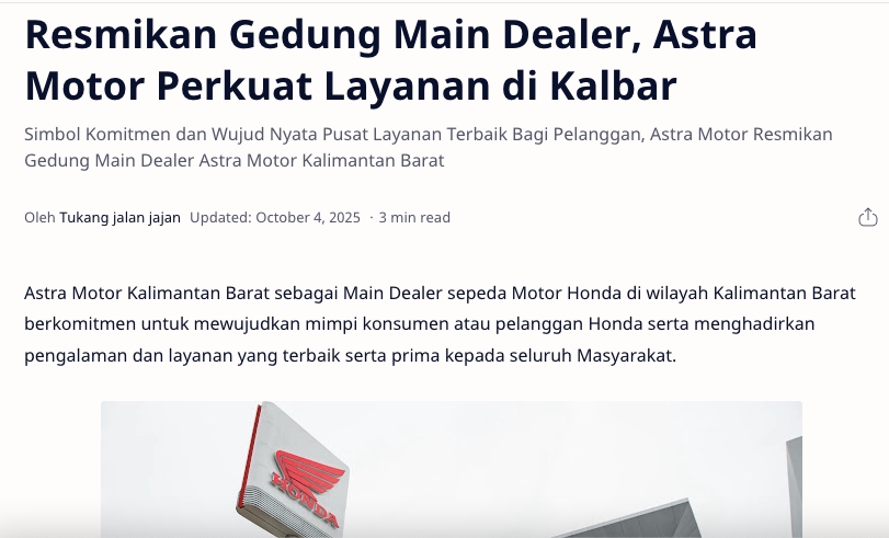 Resmikan Gedung Main Dealer, Astra Motor Perkuat Layanan di Kalbar