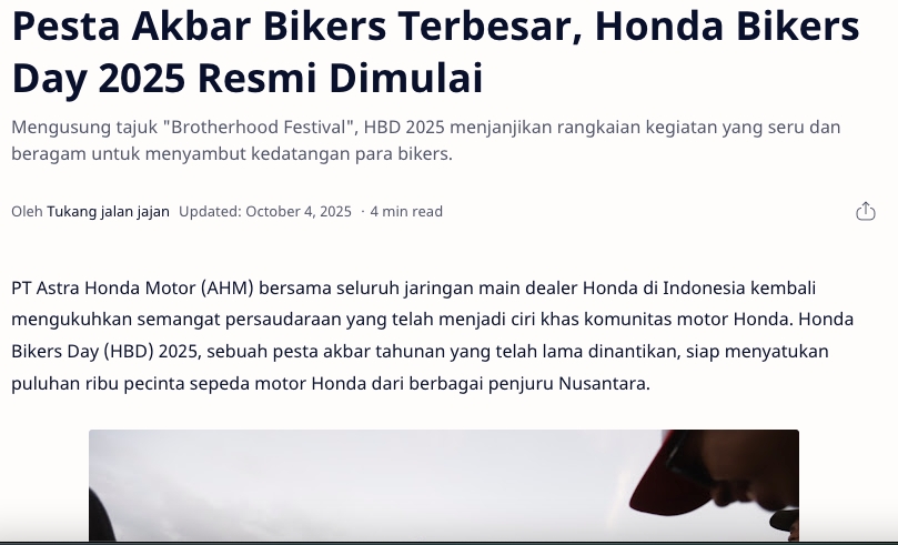 Pesta Akbar Bikers Terbesar, Honda Bikers Day 2025 Resmi Dimulai