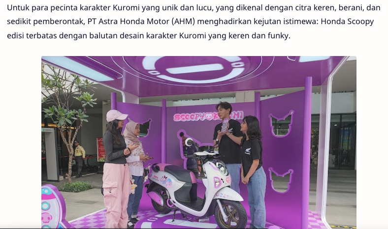 Edisi Terbatas, Kolaborasi Unik Honda Scoopy dengan Kuromi