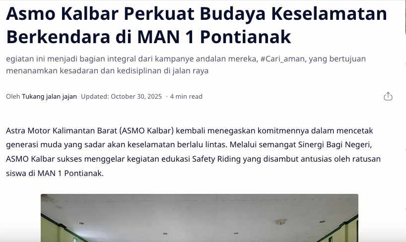 Asmo Kalbar bersama SMAN 7 Pontianak wujudkan budaya berkendara