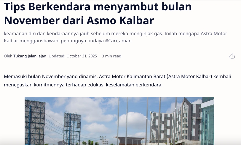 Asmo Kalbar Perkuat Budaya Keselamatan Berkendara di MAN 1 Pontianak