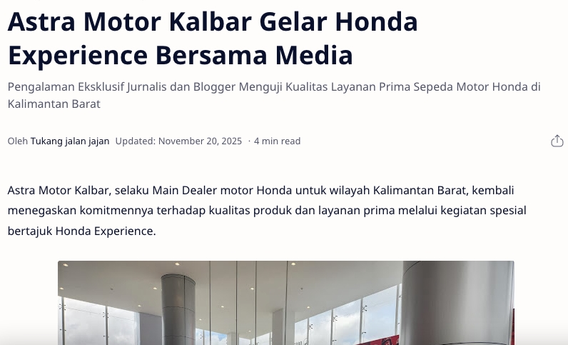 Astra Motor Kalbar Gelar Honda Experience Bersama Media