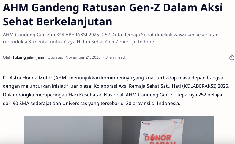 AHM Gandeng Ratusan Gen-Z Dalam Aksi Sehat Berkelanjutan