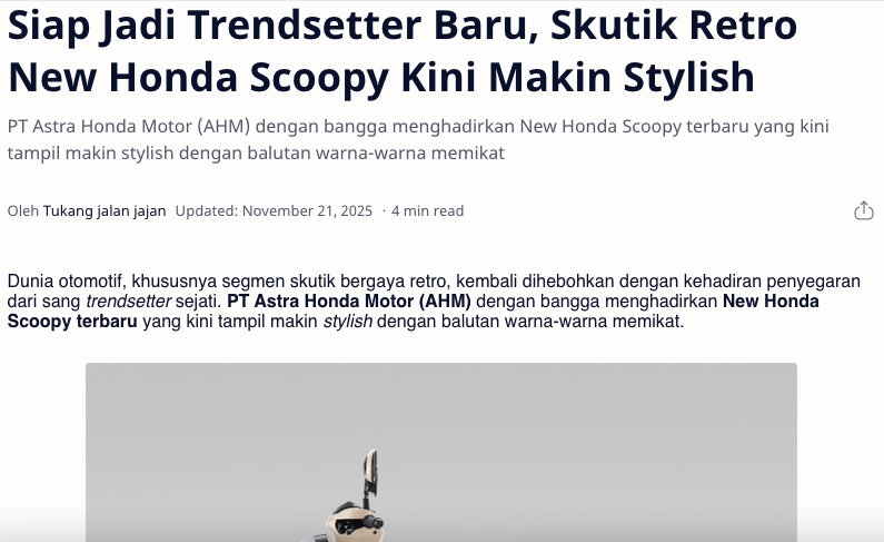 Siap Jadi Trendsetter Baru, Skutik Retro New Honda Scoopy Kini Makin Stylish