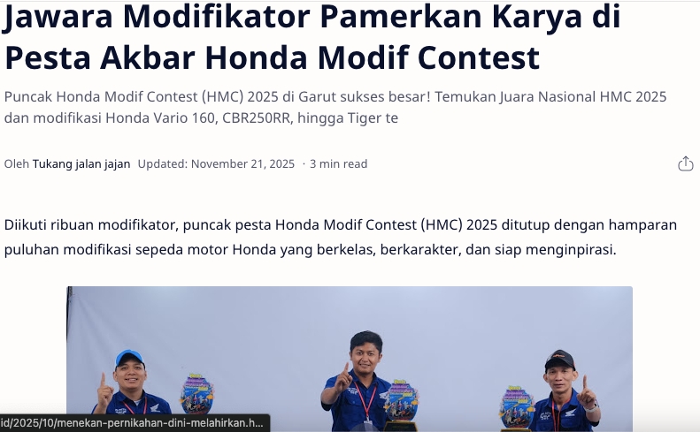 Jawara Modifikator Pamerkan Karya di Pesta Akbar Honda Modif Contest