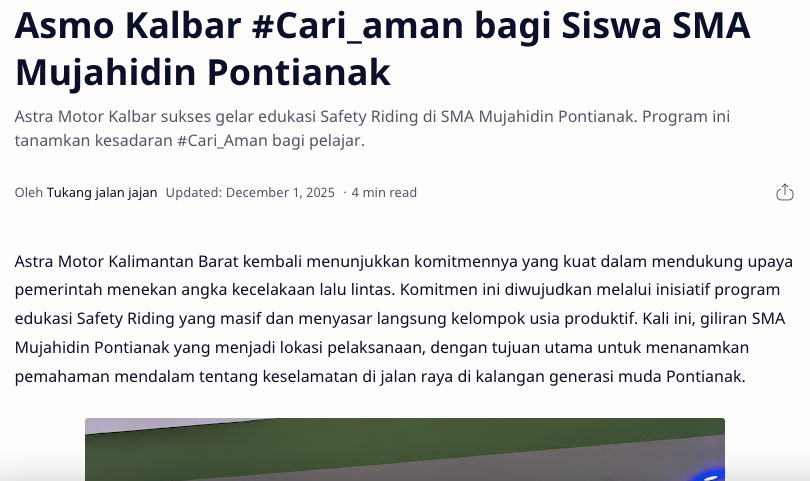 Asmo Kalbar #Cari_aman bagi Siswa SMA Mujahidin Pontianak