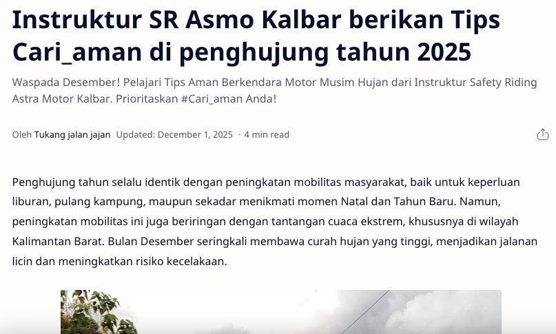 Instruktur SR Asmo Kalbar berikan Tips Cari_aman di penghujung tahun 2025