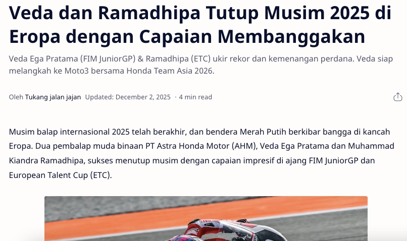 Veda dan Ramadhipa Tutup Musim 2025 di Eropa dengan Capaian Membanggakan