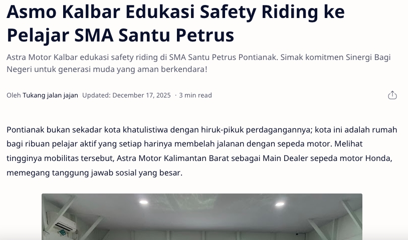 Asmo Kalbar Edukasi Safety Riding ke Pelajar SMA Santu Petrus