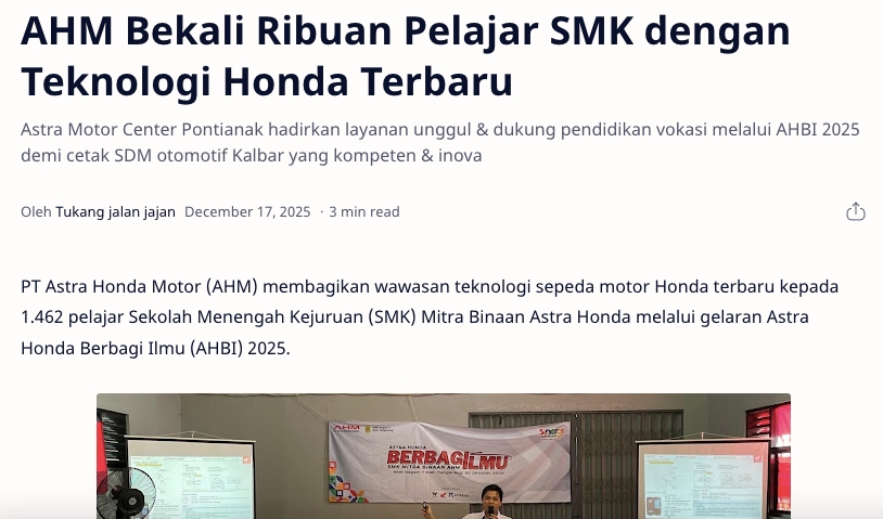 AHM Bekali Ribuan Pelajar SMK dengan Teknologi Honda Terbaru